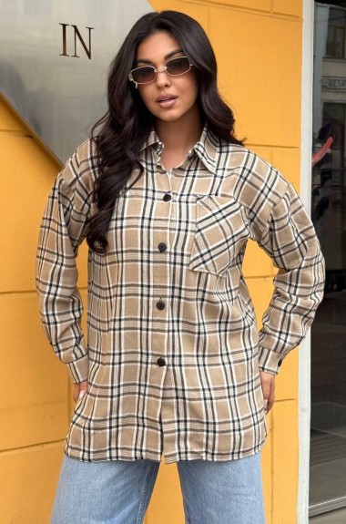 Фланелевая рубашка в клетку женская TS-456.4A450 Фланелевая рубашка в клетку женская TS-456.4A450