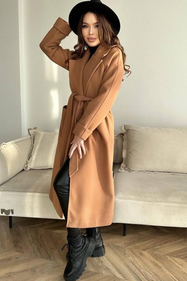 Пальто кашемировое с поясом  RK-574A950