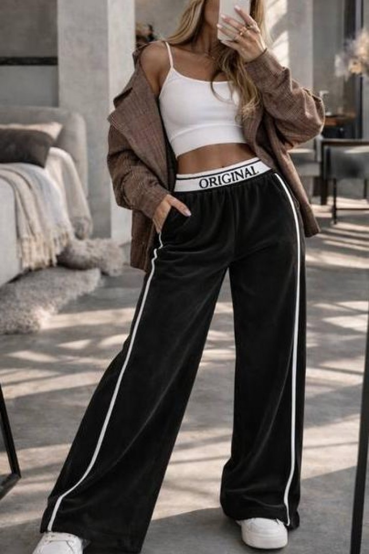 Широкие спортивные штаны на резинке  JK-01053A399