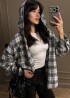 Женская рубашка в клетку с капюшоном  MSM-290A570