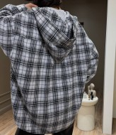 Женская рубашка в клетку с капюшоном  MSM-290A570