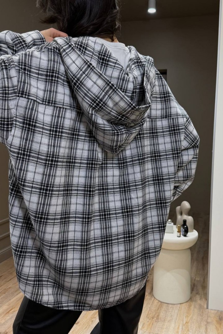 Женская рубашка в клетку с капюшоном  MSM-290A570