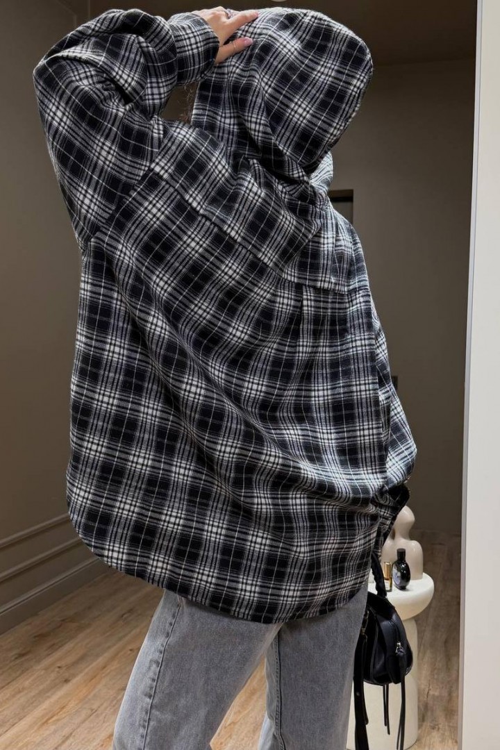 Женская рубашка в клетку с капюшоном  MSM-290A570