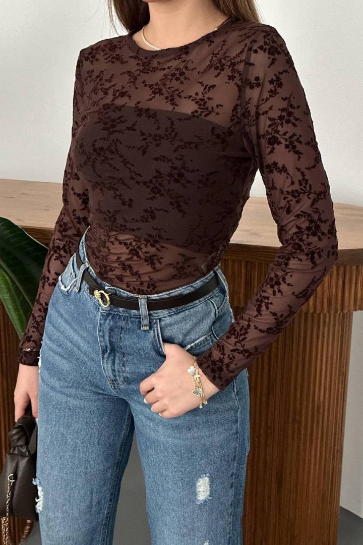 Лонгслив  ажурный AMU-1485A425