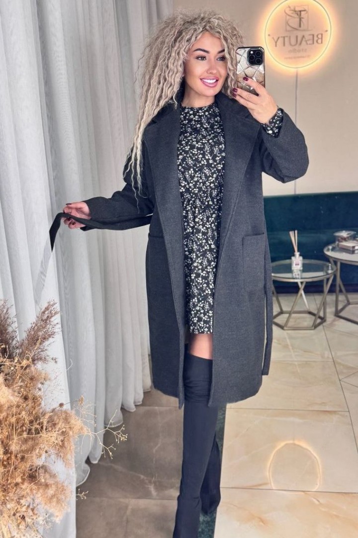 Пальто женское с поясом POK-660A930