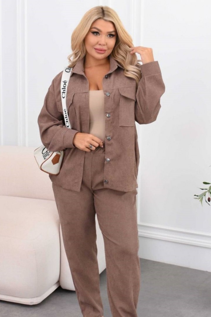 Вельветовый брючный костюм женский  CUR-911A800