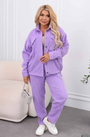 Вельветовый брючный костюм женский  CUR-911A800