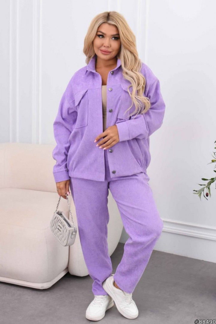 Вельветовый брючный костюм женский  CUR-911A800