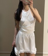 Шовковий топ на зав'язках  COB-924A349 