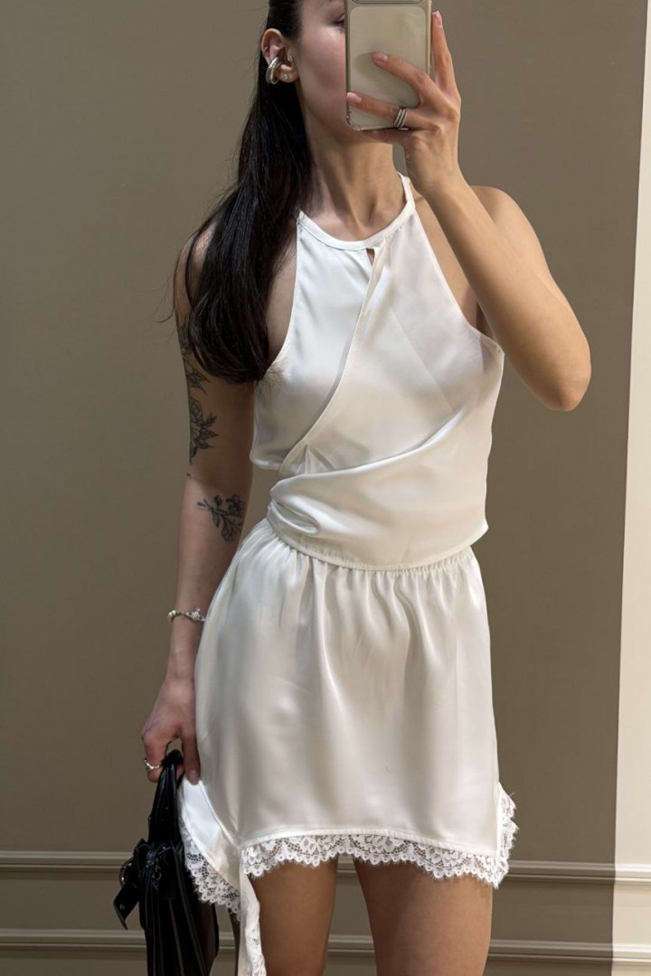 Шовковий топ на зав'язках  COB-924A349 