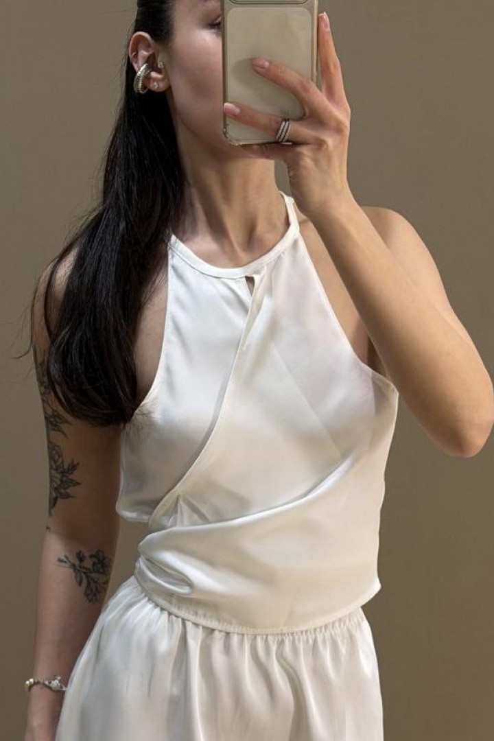 Шовковий топ на зав'язках  COB-924A349 