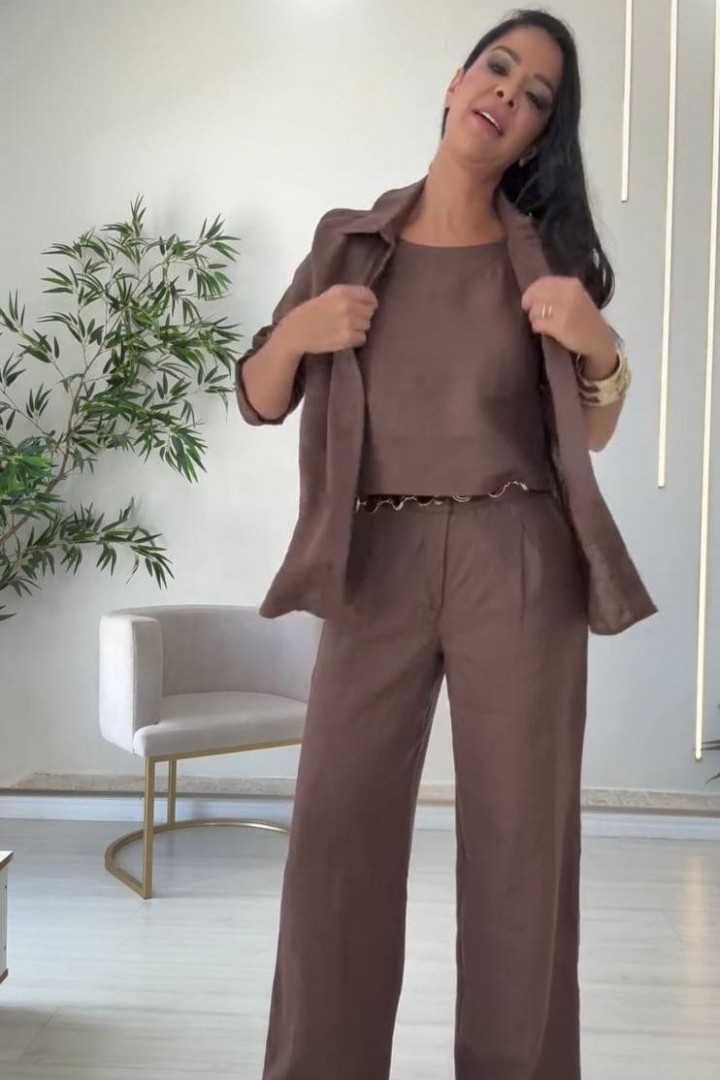 Костюм тройка топ, брюки и рубашка EST-5942A990