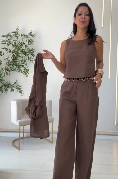 Костюм тройка топ, брюки и рубашка EST-5942A990 Костюм тройка топ, брюки и рубашка EST-5942A990