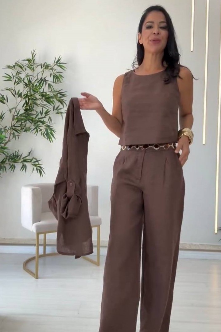 Костюм тройка топ, брюки и рубашка EST-5942A990