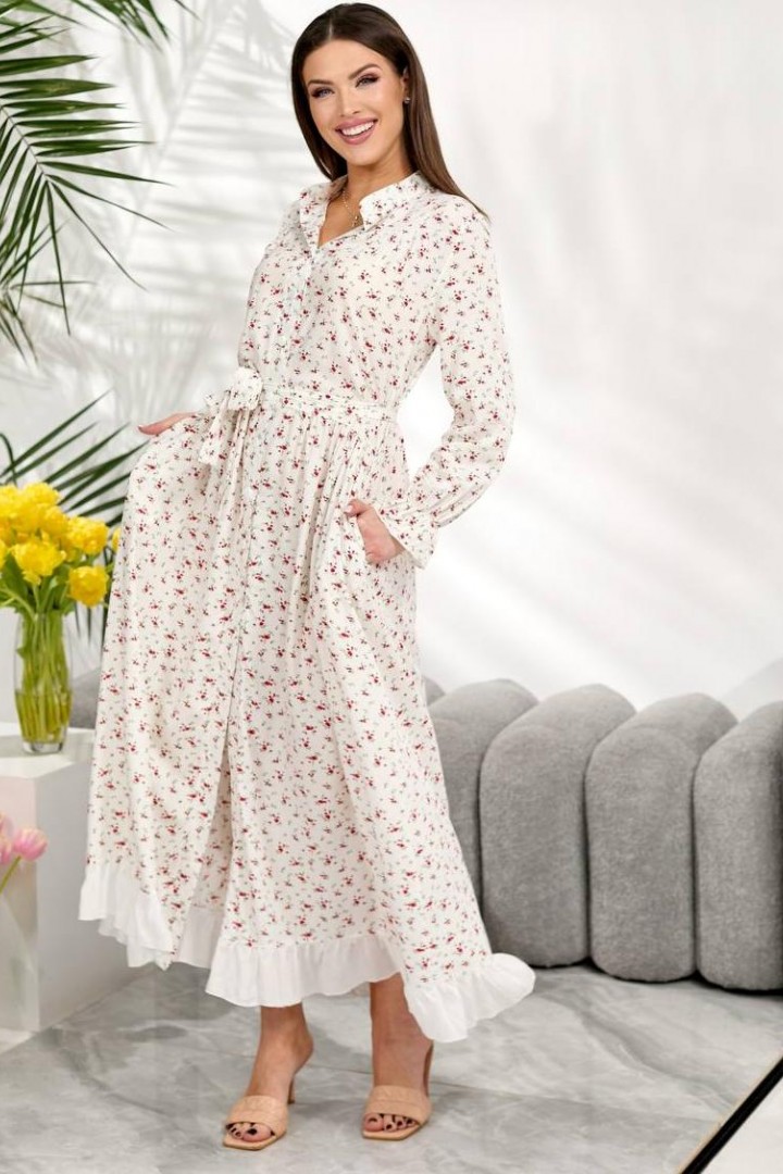 Длиное платье на пуговицах   BAV-2613A740