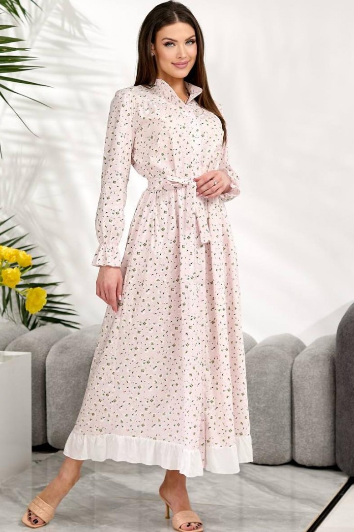 Длиное платье на пуговицах   BAV-2613A740