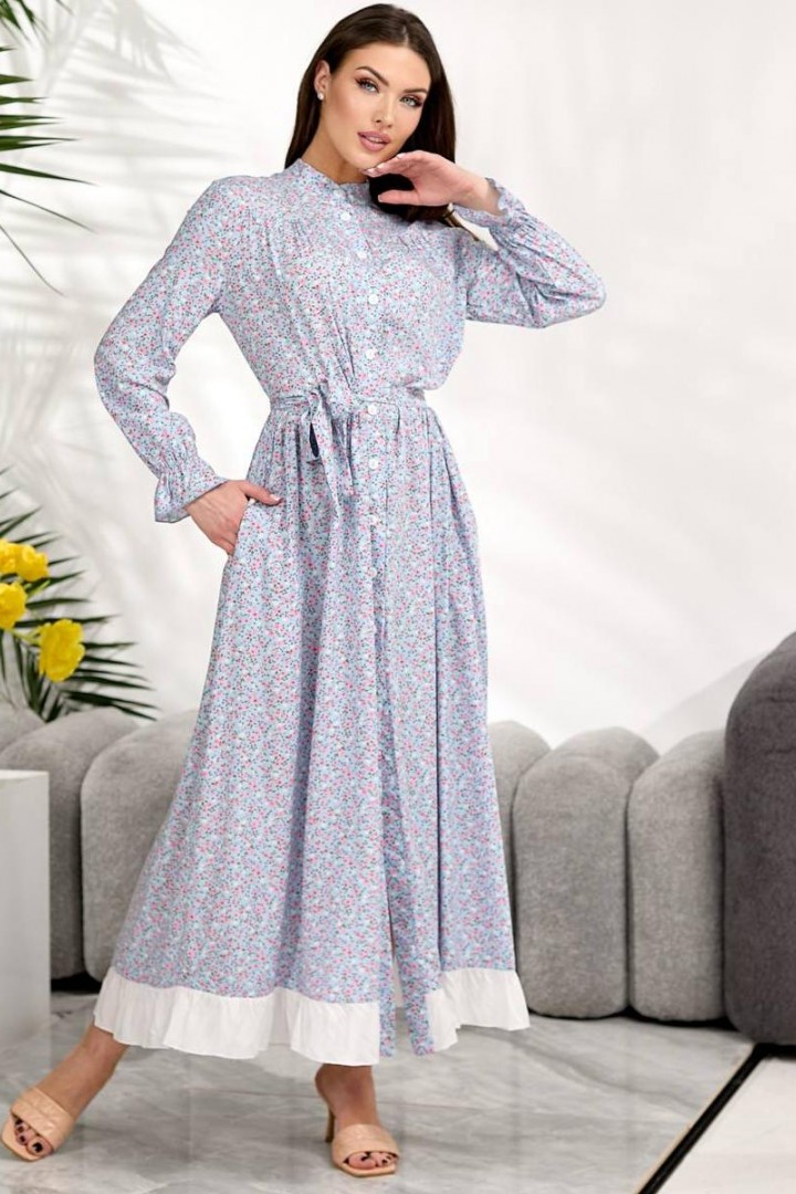 Длиное платье на пуговицах   BAV-2613A740