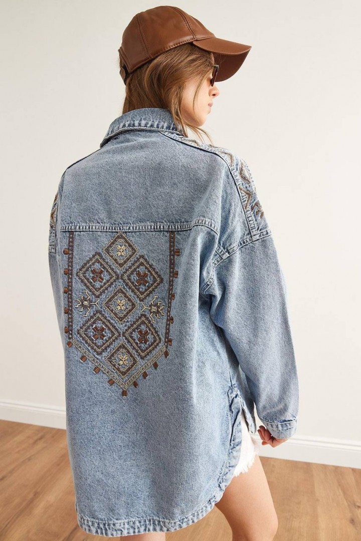 Джинсовая куртка- рубашка AMU-0371A1200