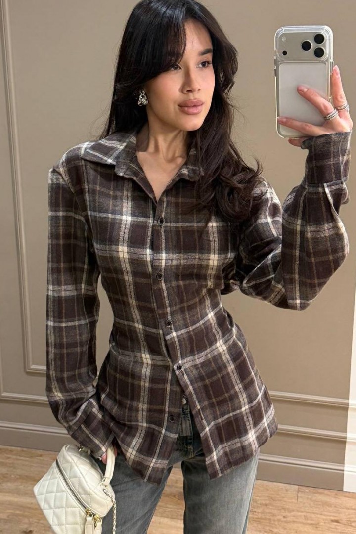 Приталенная рубашка в клетку  MSM-298A560