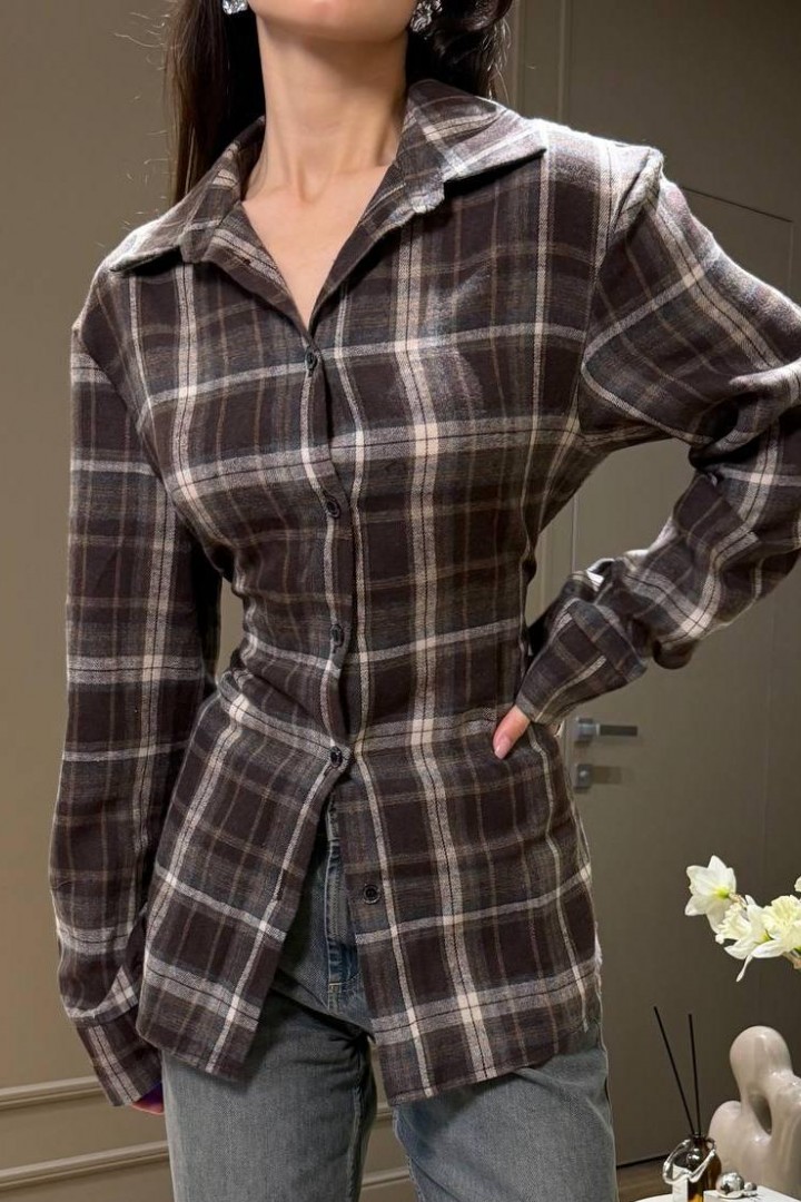 Приталенная рубашка в клетку  MSM-298A560