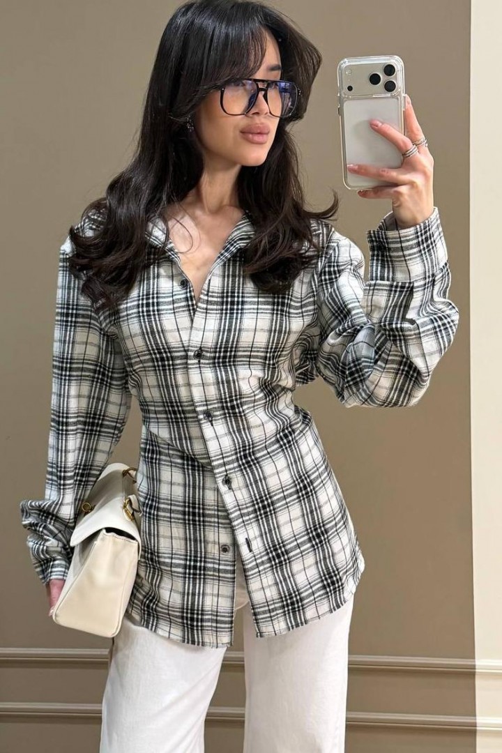 Приталенная рубашка в клетку  MSM-298A560