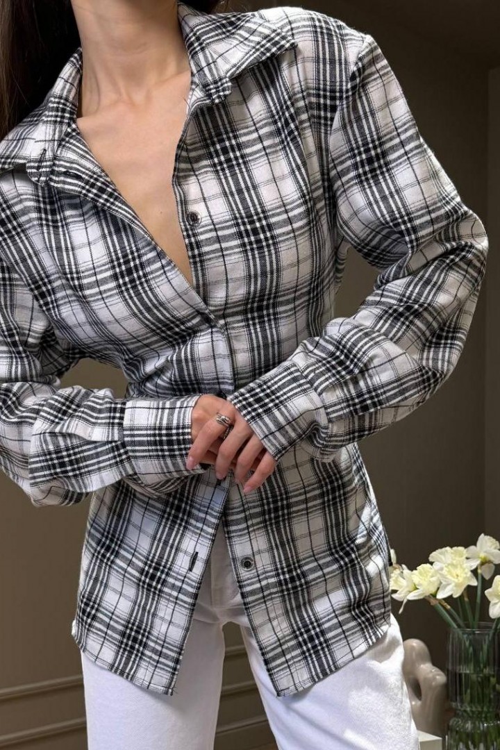 Приталенная рубашка в клетку  MSM-298A560