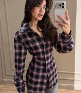 Приталенная рубашка в клетку  MSM-298A560