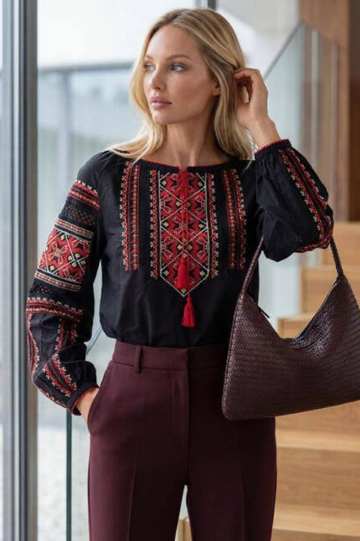 Нежная рубашка вишиванка  AMU-6164A925