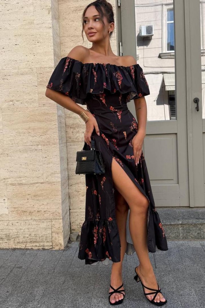 Платье с цветочным принтом SOL-3026A600