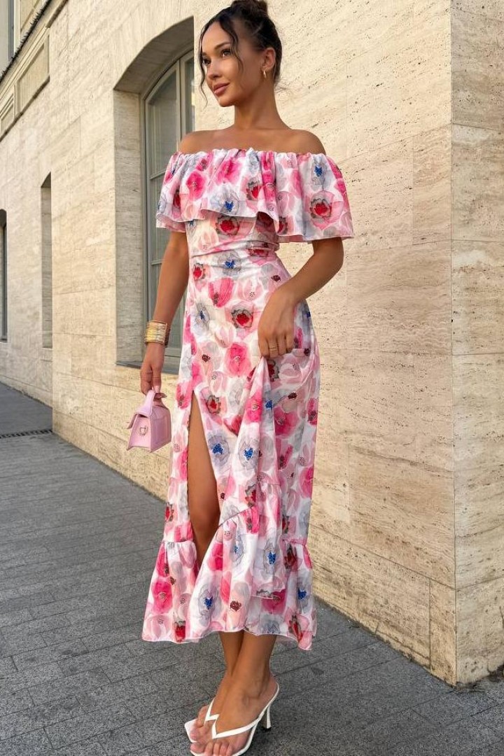 Платье с цветочным принтом SOL-3026A600