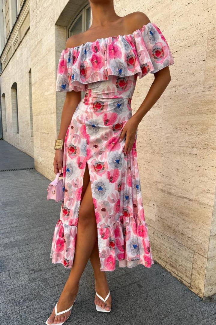 Платье с цветочным принтом SOL-3026A600