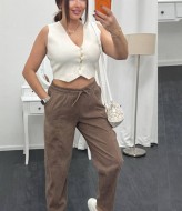 Брюки из микровельвета свободного кроя XOF-7013A310