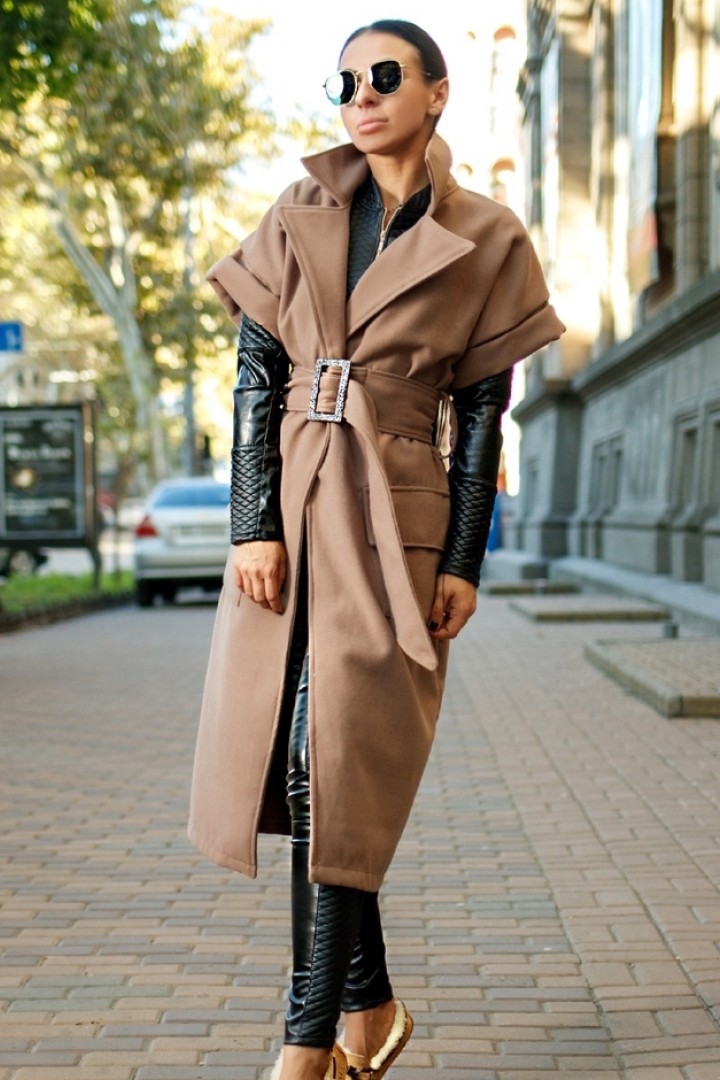 коричневое пальто женское