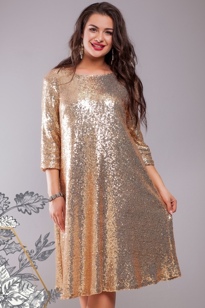 золотистое платье большого размера