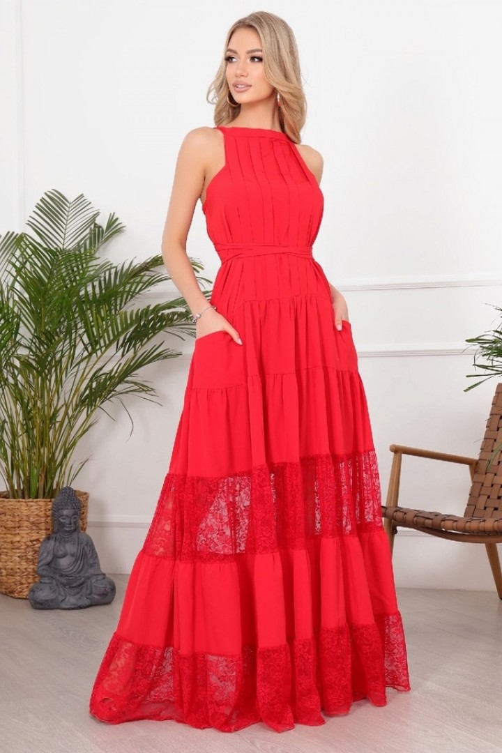 длинное красное платье